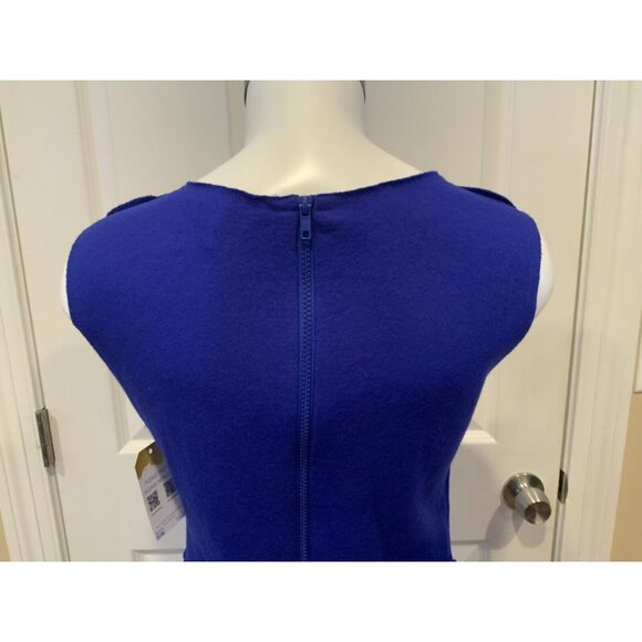 Maje Blue Wool Blend Sheath Dress W/ Exposed Seams, Size 2 (Medium) - Picture 7 of 8